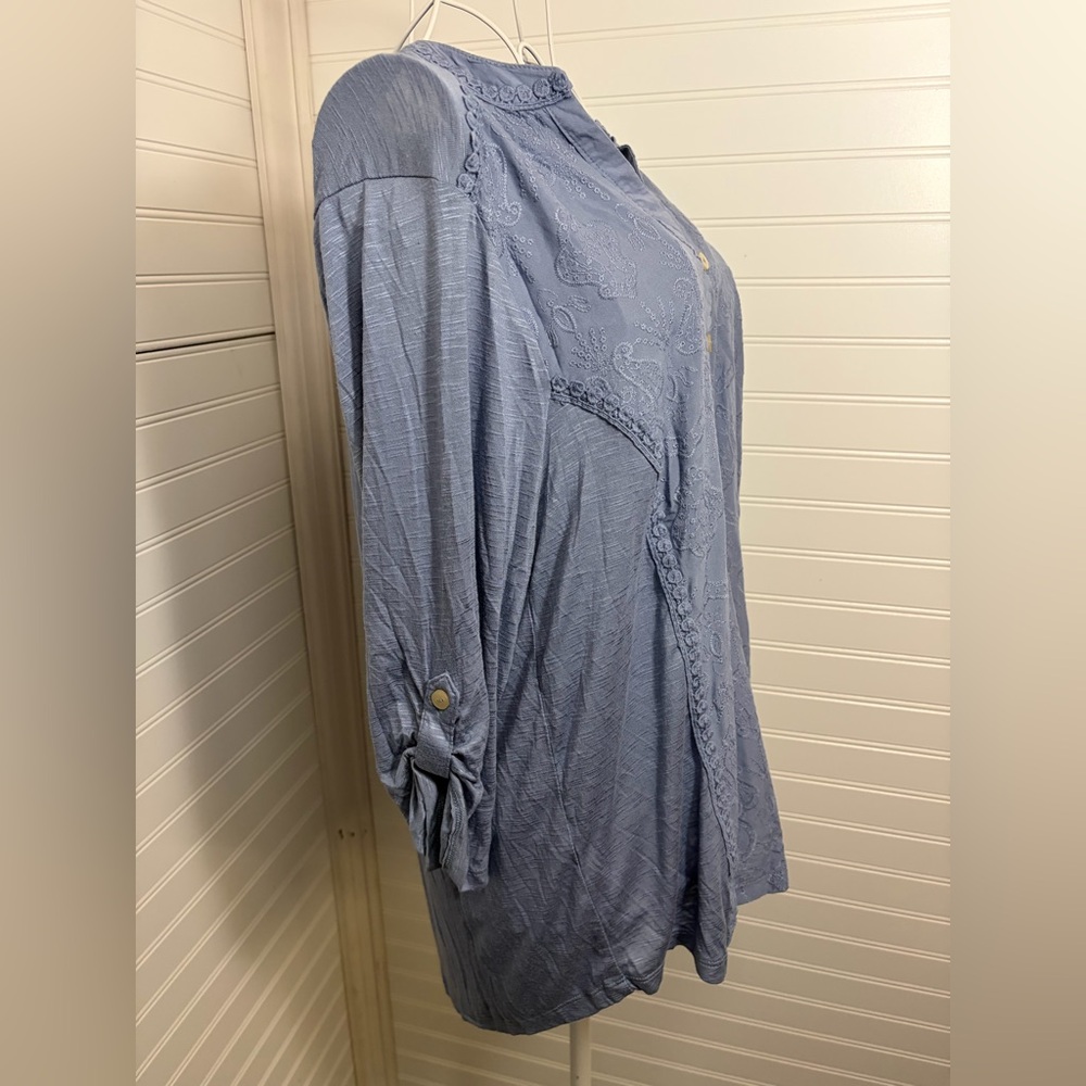 Democracy- Light Denim Blue Colored Button-Down Shirt - Picture 3 of 5
